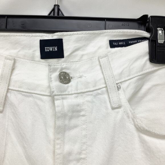 Edwin Womens Kali Ankle Vintage Straight Jeans 29 US 8 White Distressed NWOT - Picture 5 of 6